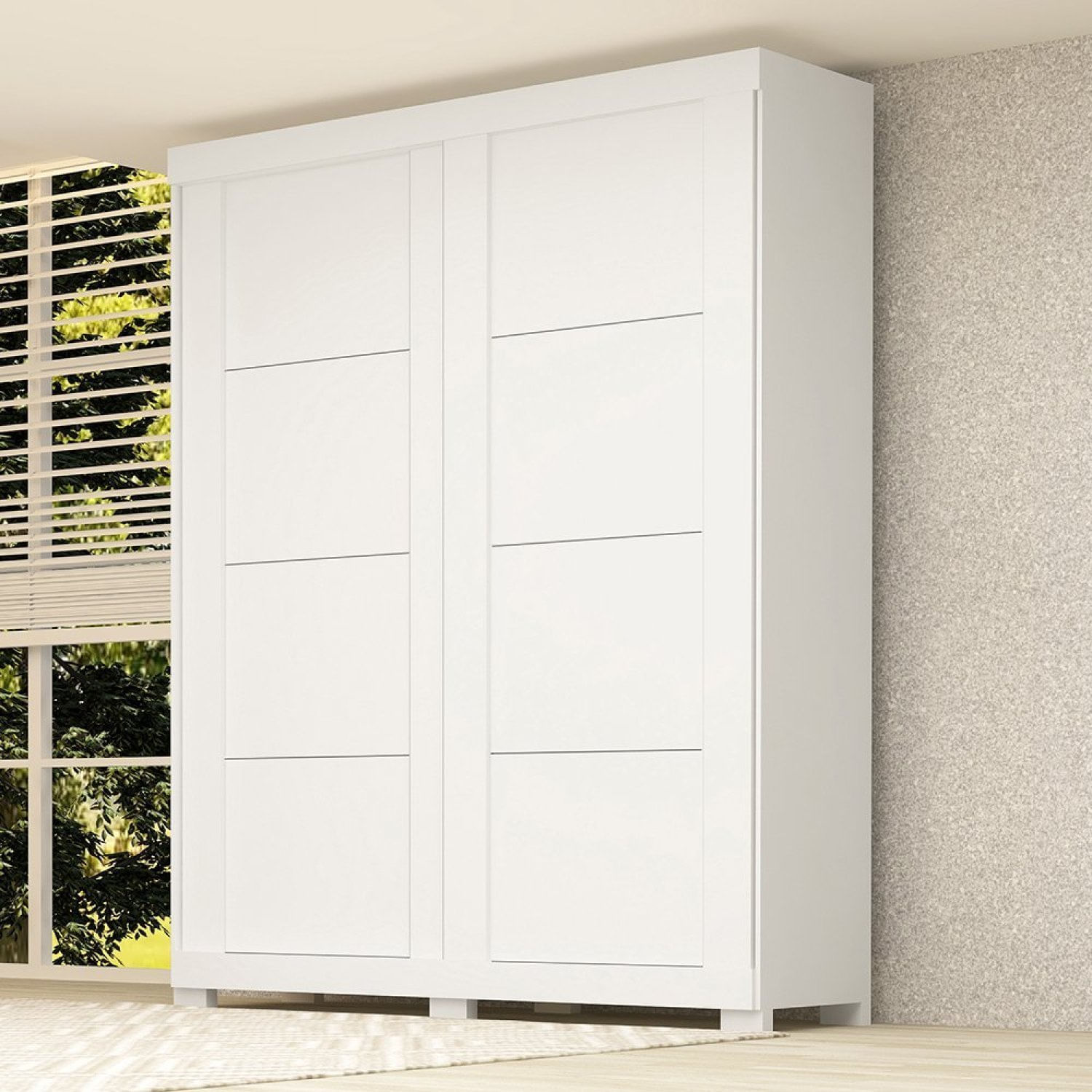 Guarda Roupa Casal 2 Portas De Correr 100% Mdf Boldina Espresso Móveis Branco