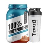 Kit Whey Protein 100% Pote 900g Sabor Doce De Leite + Coqueteleira Tokio Transparente 600ml