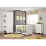 Conjunto Quarto Infantil Gutti Berço Comoda E Guarda Roupa Branco Branco