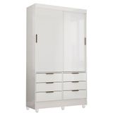 Guarda Roupa Sevilha 2 Portas De Correr 6 Gavetas Com Pés Carioca Móveis Branco