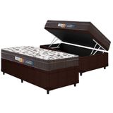 Cama Box Baú Solteiro: Colchão Espuma D33 Polar Pérola Euro Pillow + Base Crc Courano Brown(88x188)