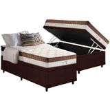 Cama Box Baú Solteiro: Colchão Molas Anjos King Best + Base Crc Courano Brown(88x188)