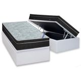 Cama Box Baú Solteiro: Colchão Molas Bonnel Ortobom Nanolastic Light + Base Crc Courano White