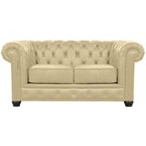 Sofá 2 Lugares 180cm Chesterfield Couro Bege - Mempra