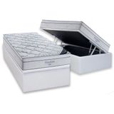 Cama Box Baú Solteiro: Colchão Molas Ortobom Superpocket Freedom Visco + Base Crc Courano White