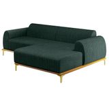 Sofá 230cm 4 Lugares Chaise Direito Pés Gold C-117 Verde