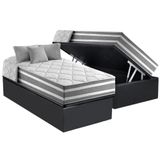 Cama Box Baú Solteiro: Colchão Molas Anjos Superlastic Duo Sono + Base Crc Suede Gray(88x188)