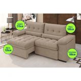 Sofá Arezzo Retrátil/Reclinável 4 Lugares Suede Cappuccino 2,15m - Xflex Sofás