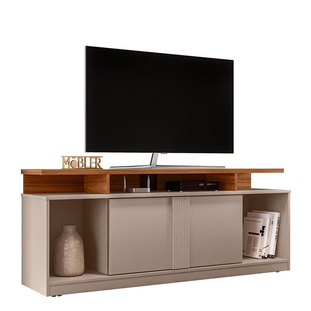 Rack Bancada Milan Grigio/cinamomo Mel Para Tv Até 65 - Mobler