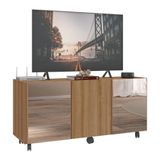 Rack Tv Até 32 Polegadas 3 Portas Com Rodízios E Espelhos Multimóveis Mp1076 Rustic