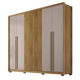 Guarda Roupa Roupeiro Casal 268cm 6 Portas 4 Gavetas Espaço Para Vestidos Mdf Elvas Buriti G11 - Gran Belo