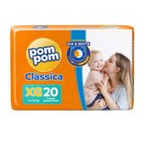 Fralda Descartável Pom Pom Clássica Jumbo, Extra Grande - 8 Pacotes Com 20 Tiras