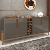 Buffet Aparador 190cm 4 Portas Com Adega Lizz Casa D Cinza Perola/cedro