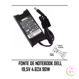 Fonte De Notebook Dell 19,5v 4,62 90w 7.4mm - 5.0mm