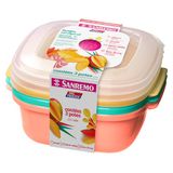 Conjunto 3 Potes Plástico Colorido 1,3l Vac Freezer Sanremo