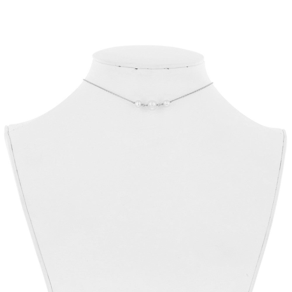 Prata Esterlina Três Estações Pérolas De Água Doce Choker Neckl