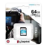 Cartão Memória SDXC 64GB Canvas Go Plus 170MBs Kingston
