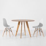 Conjunto Mesa De Jantar Square Redonda Freijó - 88cm + 2 Cadeiras Eiffel - Branco