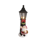 Enfeite Cerâmica Poste De Luz Led Papai Noel Com Led - Art Christmas