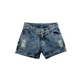 Short Jeans Destroyed Infantil Meninas + cinto grátis