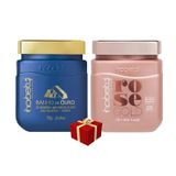 Hobety Máscara Banho De Ouro 750g + Máscara Rose Gold 750g