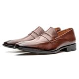 Sapato Social Estilo Italiano De Couro Masculino Bico Alongado Elegante Acabamento Artesanal Leve