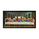 Quadro Santa Ceia Grande Com Vidro E Moldura Pinus 50x25cm