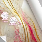 Papel De Parede Painel 3d Mármore Branco Vermelho Ouro 3m