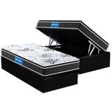 Cama Box Baú Solteiro: Colchão Guarda Costas Premium Extra Firme Pillow Top + Base Crc Suede Black