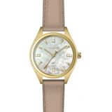 Relogio Technos Feminino Dourado Social De Couro 2036msb/0b