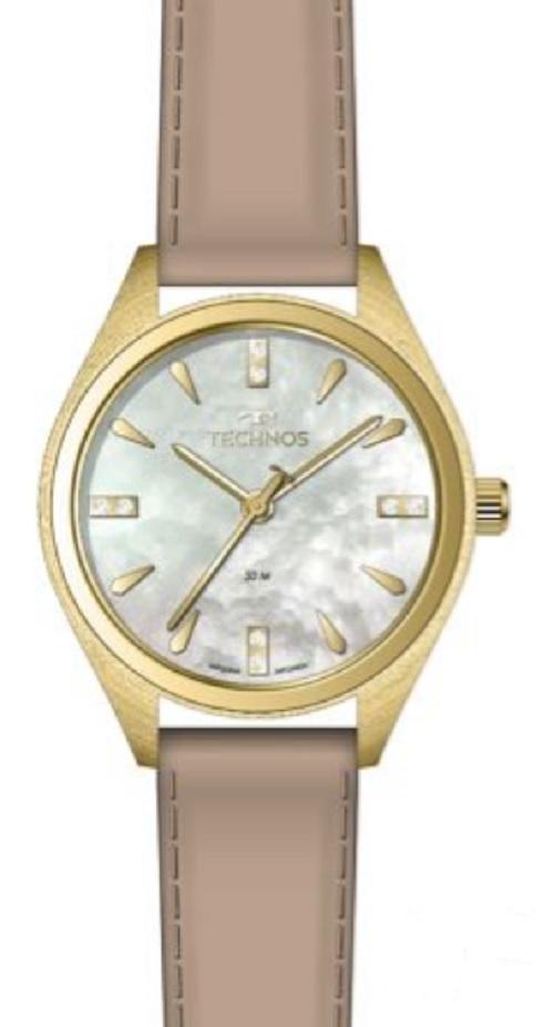 Relogio Technos Feminino Dourado Social De Couro 2036msb/0b