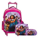 Kit Mochila Infantil Feminina Encanto Rodinhas Tam G Rosa