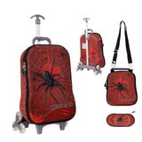 Kit Mochila 3d C/ Rodinhas, Lancheira E Estojo Spiders 50x32x10cm