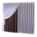 Cortina Sala Quarto Voal Com Forro Blackout Marron 4,00x2,80