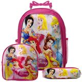 Mochila Menina Infantil Princesas Rodinhas Lancheira Estojo