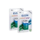 Kit 2x Baterias 9v Alcalina C/2 Ht01 82158 Elgin