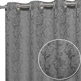 Cortina Sala Quarto Em Tecido Jacquard Cinza 3,00x2,80