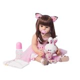 Boneca Bebê Reborn Princesa 100% Silicone Roupa Rosa 55cm