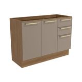 Balcão De Cozinha Modulado Botanic M624 C- 2 Portas E 3 Gavetas S-tampo 120cm Nogueira-fendi