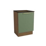 Balcão De Cozinha Modulado Botanic M629 P/cooktop 1 Porta C/tampo 60cm Nogueira/oliva/preto Brilho - Kappesberg