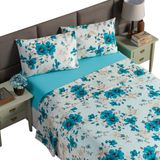 Jogo De Lençol Cama Casal 4 Peça 180 Fios Floral Tiffany