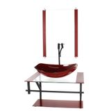 Gabinete Vidro Banheiro 60cm Ap Cuba Oval Chanfrada Vermelho