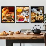 Quadros Decorativos Café Da Manhã - Kit 3, Moldura Preta