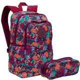 Kit Mochila Escolar Juvenil Feminina Floral Bubu Costas G