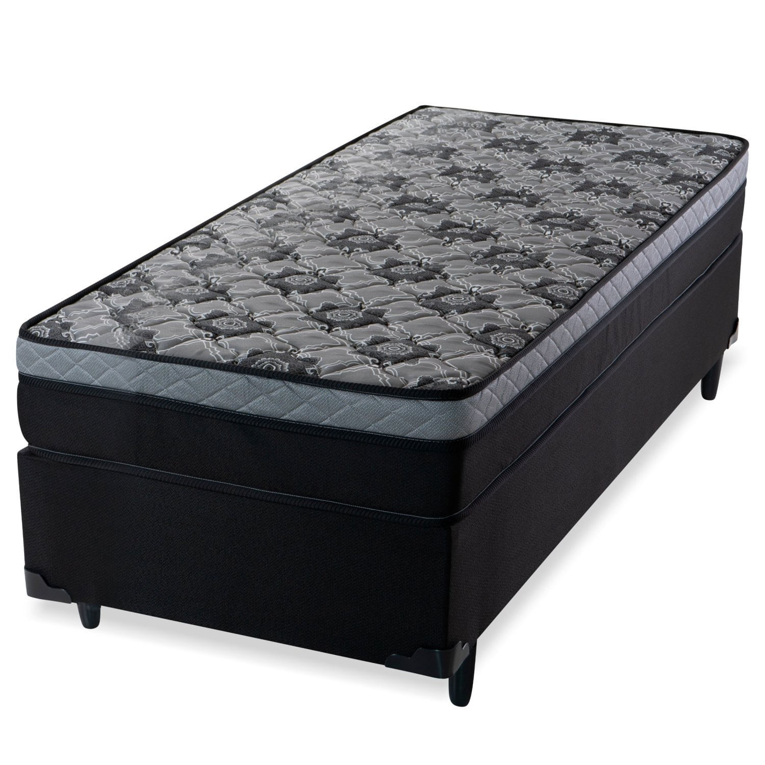 Cama Box Solteiro Com Colchão Mola Safira Spec Preto