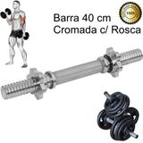 Barra Halter 40cm Maciça Cromada Com Rosca Unidade Prateado