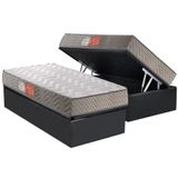 Cama Box Baú Solteiro: Colchão Espuma D45 Paropas Pasquale + Base Crc Suede Gray(88x188)