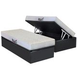 Cama Box Baú Solteiro: Colchão Espuma Herval D28 - Ag65 Frontier + Base Crc Suede Gray(88x188)