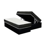 Cama Box Baú Solteiro: Colchão Molas Bonnel Luckspuma Eagle New + Base Crc Suede Black(88x188)