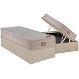 Cama Box Baú Solteiro: Colchão Molas Ortobom Superpocket Fort Airtech Spring + Base Crc Suede Clean(88x188)